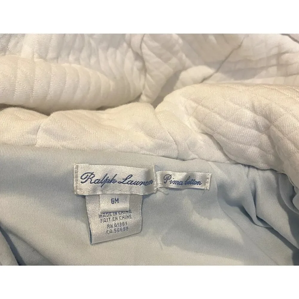 Ralph Lauren Pima Cotton Velour Footed Baby Blue Bunting Cold Weather 6 Months